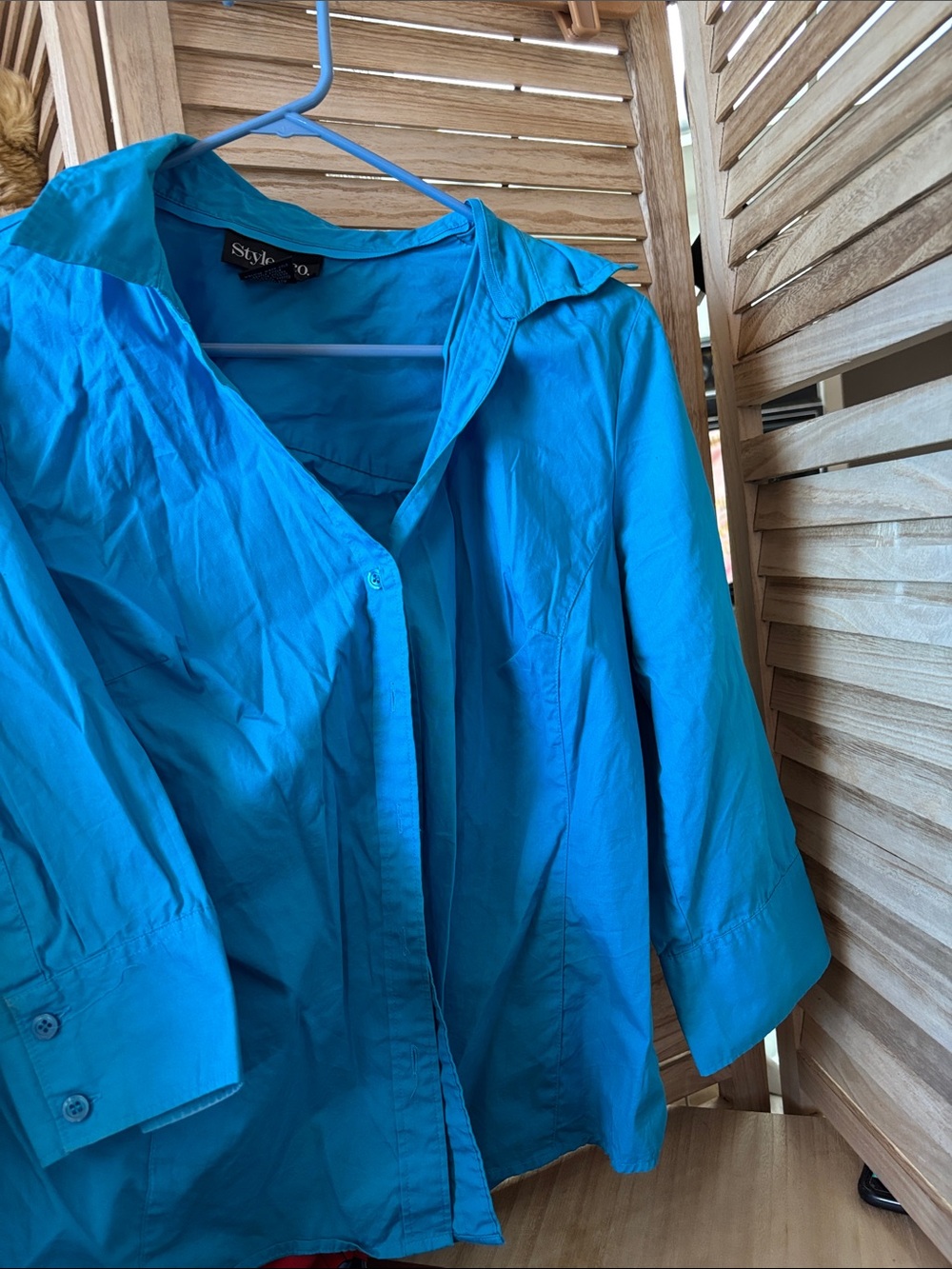 Style & Co. Bright Turquoise Button-Front Blouse 16